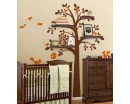 Tree with Birds Cage & Squirrel Wall Decal (Can install Shelves)